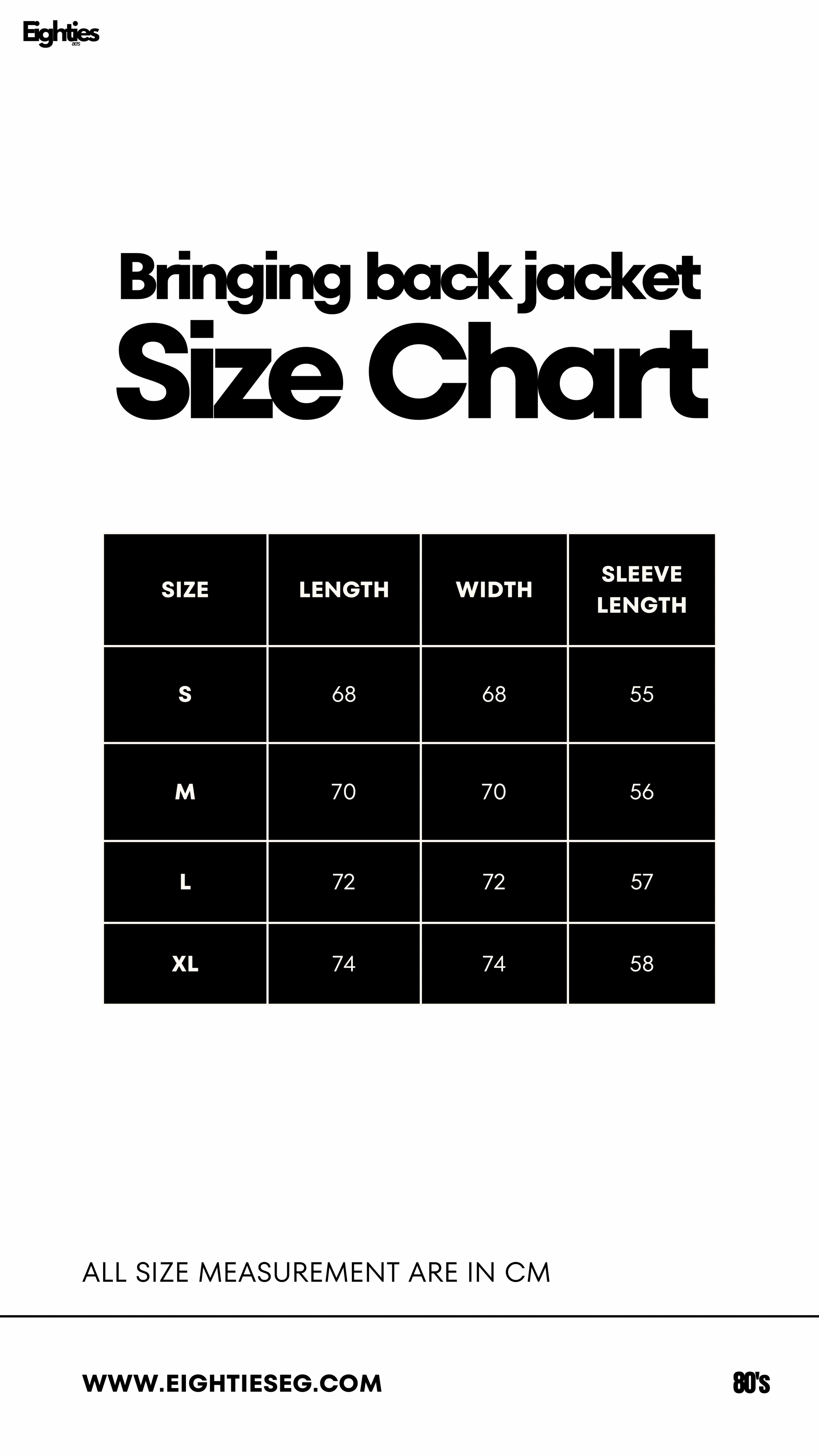 Bringing Back Zip Up - Dark Grey — Size chart