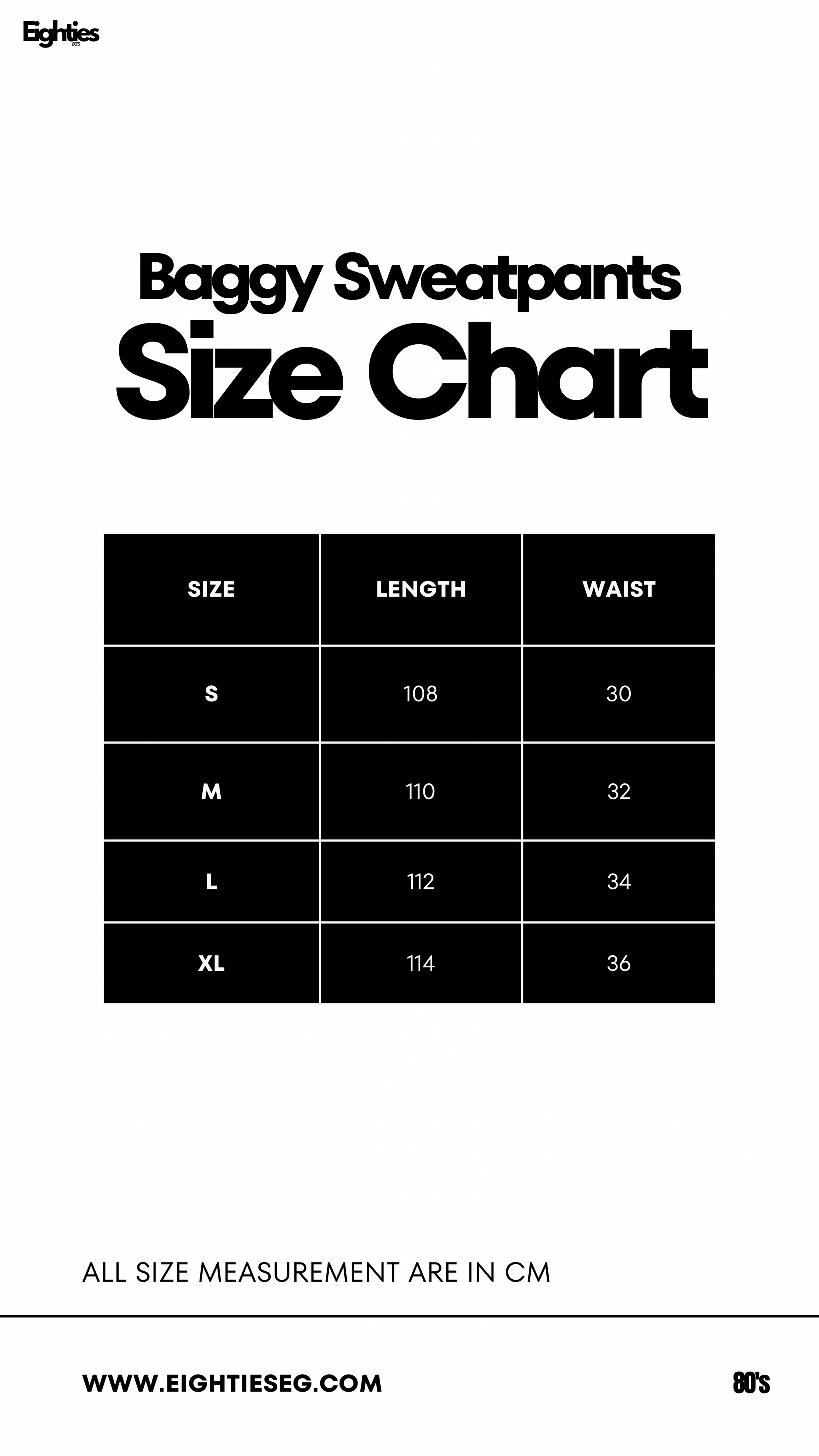 Baggy Sweatpants - Brown — Size chart